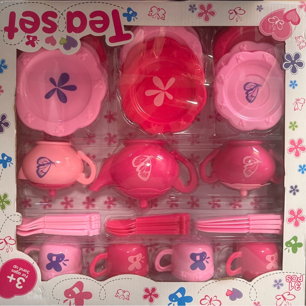 Pink Butterfly Tea Set for Kids